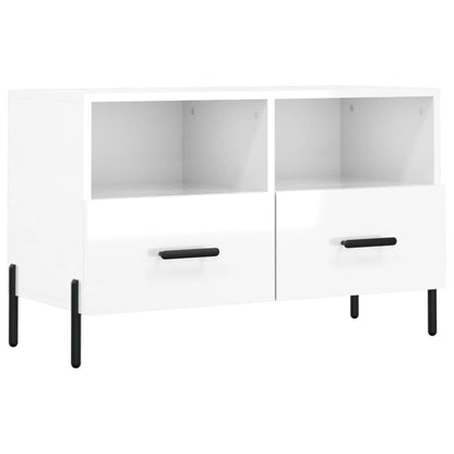 TV-Møbel Høyglans Hvit Tv-benk 80x36x50 cm