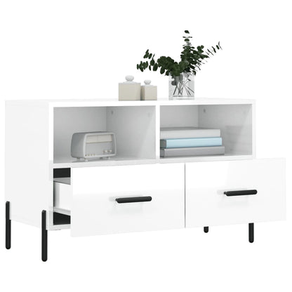 TV-Møbel Høyglans Hvit Tv-benk 80x36x50 cm