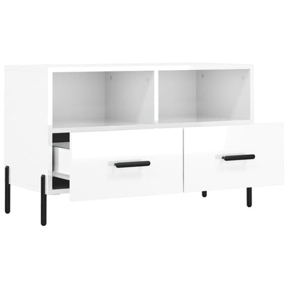 TV-Møbel Høyglans Hvit Tv-benk 80x36x50 cm