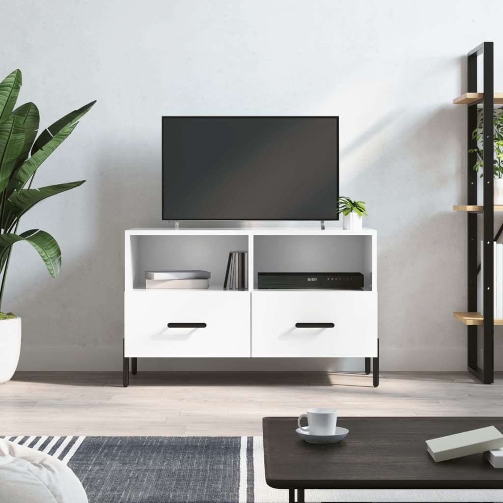 TV-Møbel Høyglans Hvit Tv-benk 80x36x50 cm