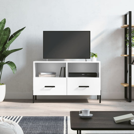 TV-Møbel Høyglans Hvit Tv-benk 80x36x50 cm