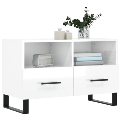 TV-Møbel Høyglans Hvit TV-benk 80x36x50 cm
