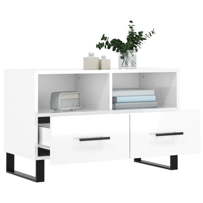 TV-Møbel Høyglans Hvit TV-benk 80x36x50 cm