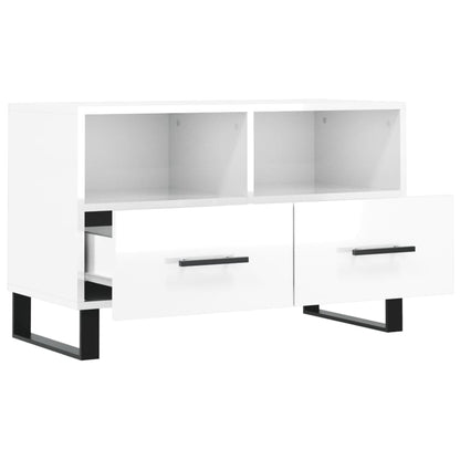 TV-Møbel Høyglans Hvit TV-benk 80x36x50 cm