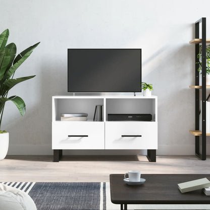 TV-Møbel Høyglans Hvit TV-benk 80x36x50 cm