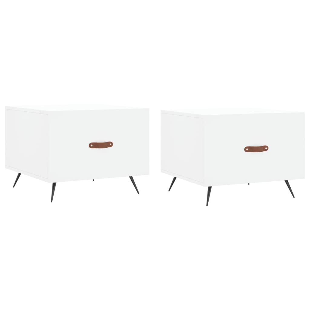 Sidebord Hvit 2 stk 50x50x40 cm