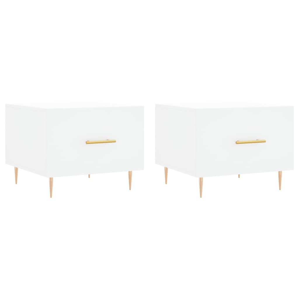 Sidebord Hvit 2 stk 50x50x40 cm