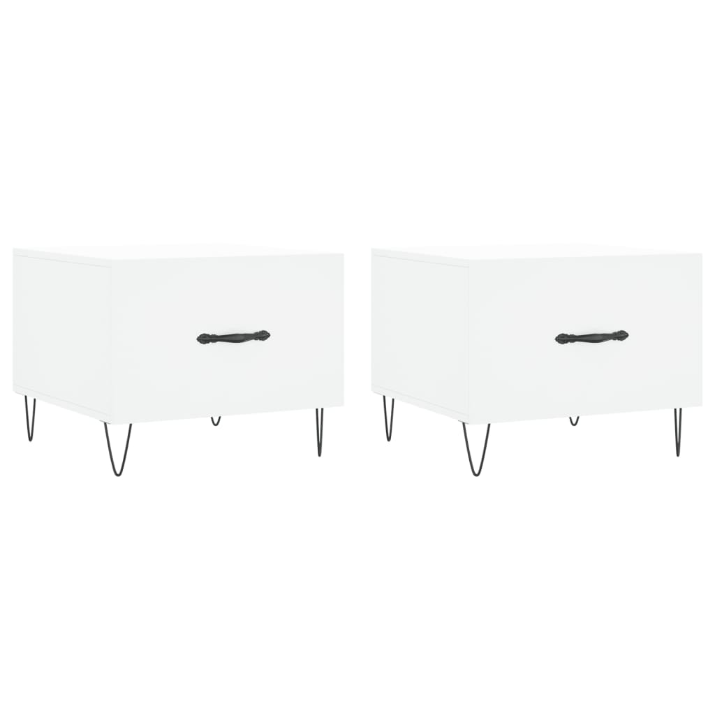 Sidebord Hvit 2 stk 50x50x40 cm