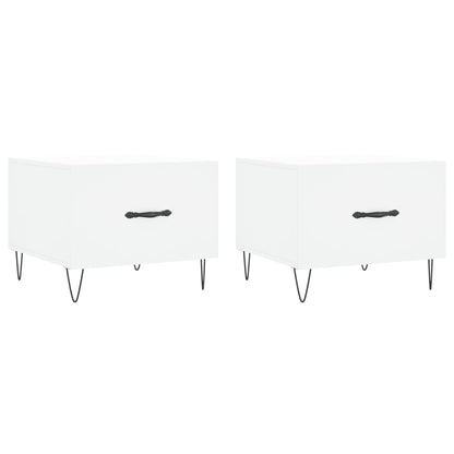 Sidebord Hvit 2 stk 50x50x40 cm
