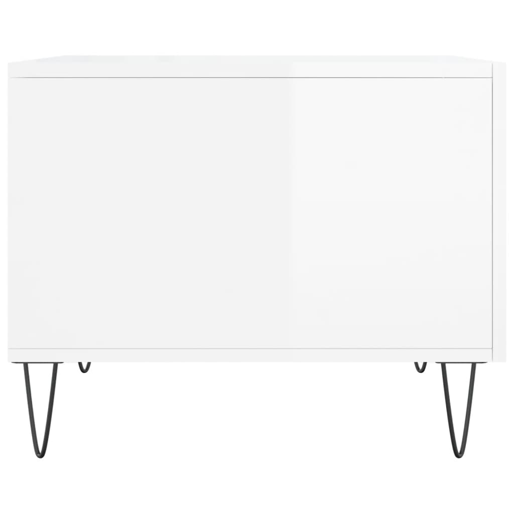 Sidebord Høyglans Hvit 2 stk 50x50x40 cm
