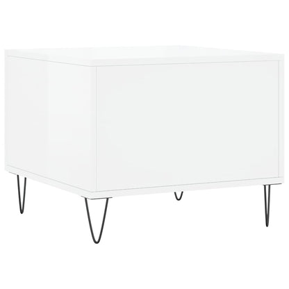 Sidebord Høyglans Hvit 2 stk 50x50x40 cm