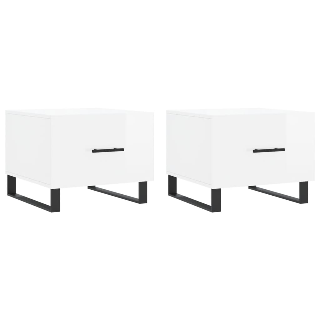 Sidebord Høyglans Hvit 2 stk Høyglans Hvit 50x50x40 cm