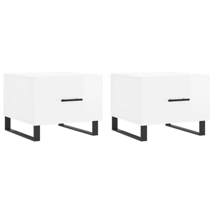 Sidebord Høyglans Hvit 2 stk Høyglans Hvit 50x50x40 cm