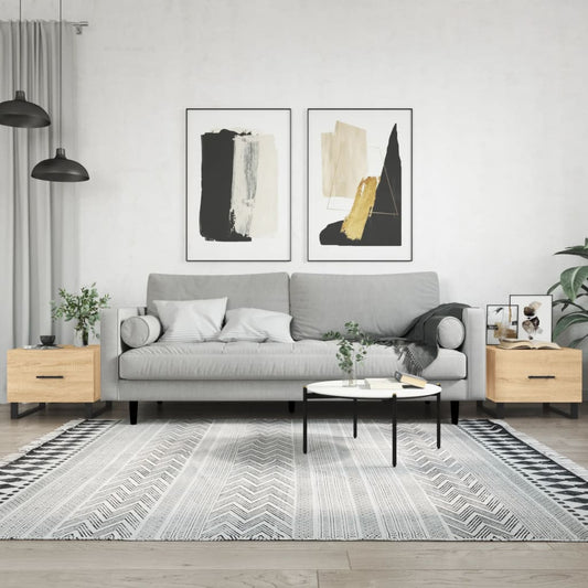 Salongbord Sofabord Sonoma Eik 2 stk 50x50x40 cm
