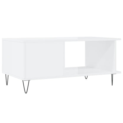 Salongbord Sofabord Høyglans Hvit 90x50x40 cm