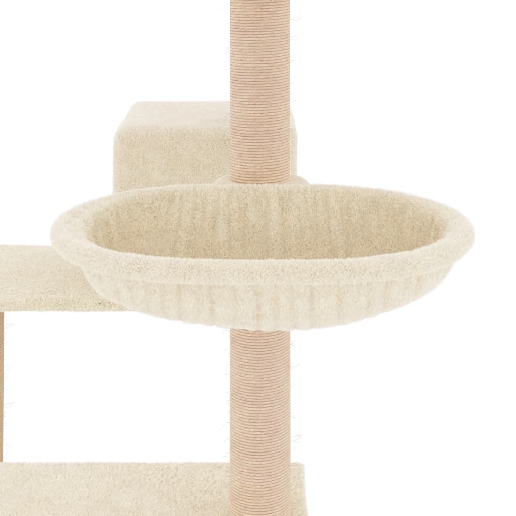 Kattemøbel Kattetre med klorestolper i sisal kremhvit 82,5 cm