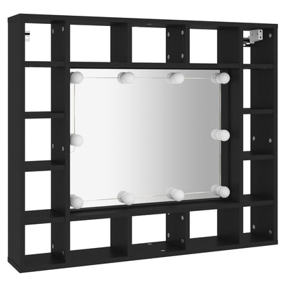 Baderomsspeil LED Speilskap Svart 91x15x76,5 cm