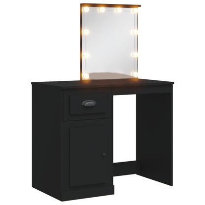 Sminkebord Svart LED 90x42x132,5 cm