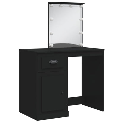 Sminkebord Svart LED 90x42x132,5 cm