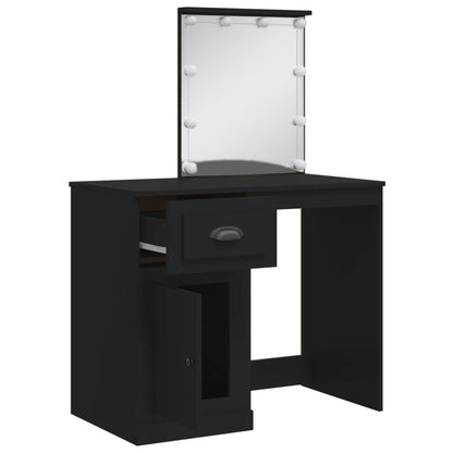 Sminkebord Svart LED 90x42x132,5 cm