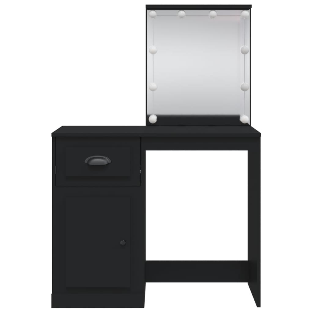Sminkebord Svart LED 90x42x132,5 cm