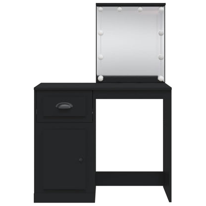Sminkebord Svart LED 90x42x132,5 cm
