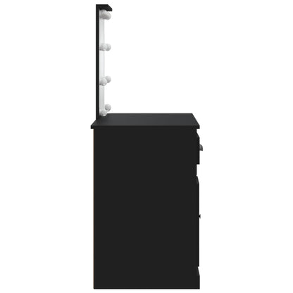 Sminkebord Svart LED 90x42x132,5 cm