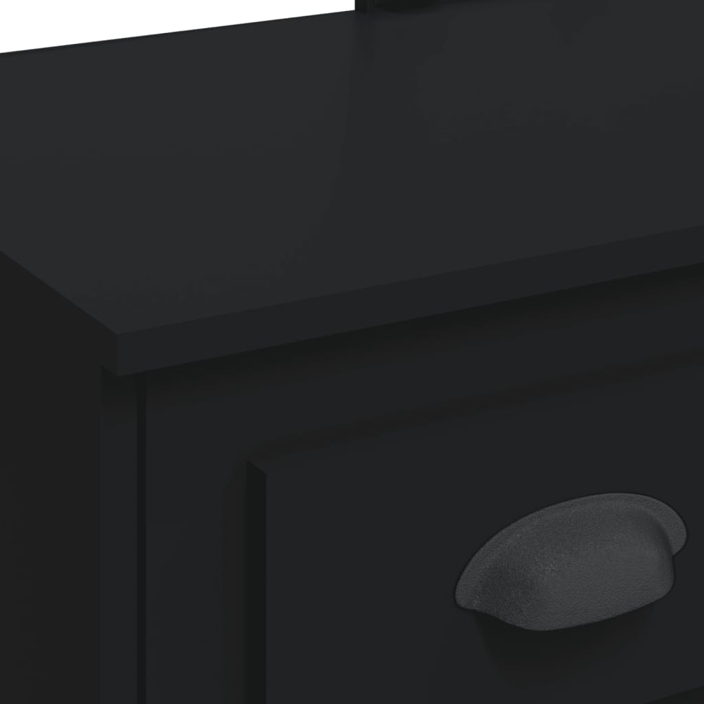 Sminkebord Svart LED 90x42x132,5 cm