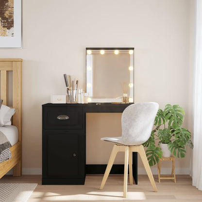 Sminkebord Svart LED 90x42x132,5 cm