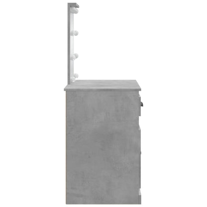 Sminkebord Betonggrå LED 90x42x132,5 cm