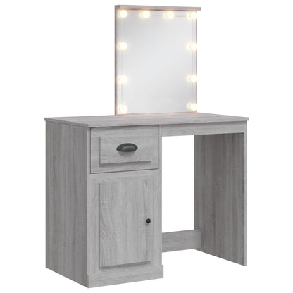 Sminkebord Sonoma Grå LED 90x42x132,5 cm