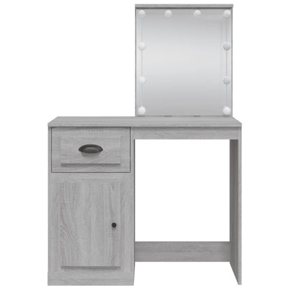 Sminkebord Sonoma Grå LED 90x42x132,5 cm
