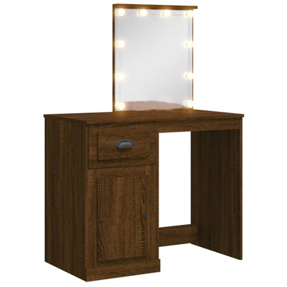 Sminkebord Brun Eik LED 90x42x132,5 cm