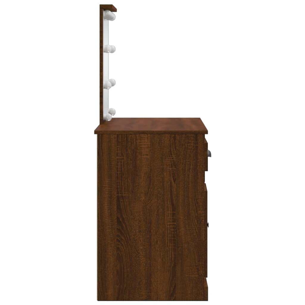 Sminkebord Brun Eik LED 90x42x132,5 cm