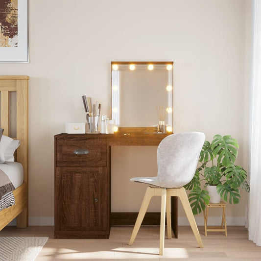 Sminkebord Brun Eik LED 90x42x132,5 cm