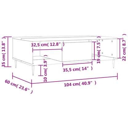 Salongbord Sofabord Hvit 104x60x35 cm