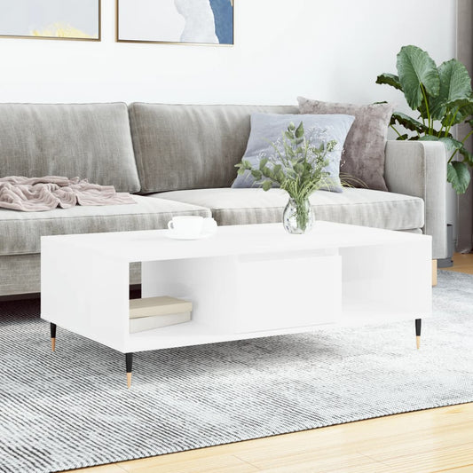 Salongbord Sofabord Høyglans Hvit 104x60x35 cm