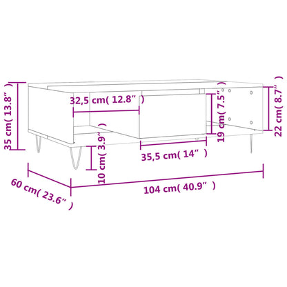 Salongbord Sofabord Sonoma Grå 104x60x35 cm
