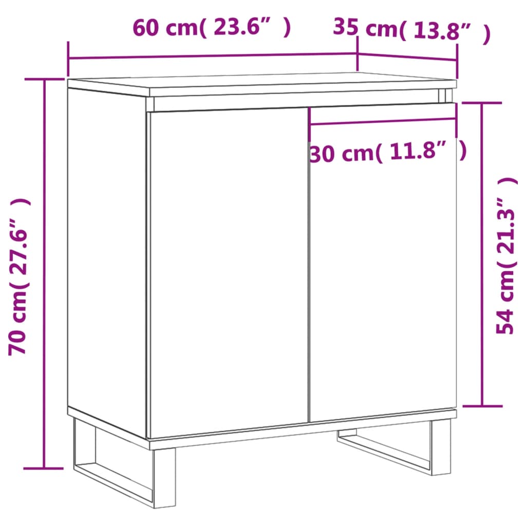 Skjenk betonggrå 60x35x70 cm konstruert tre