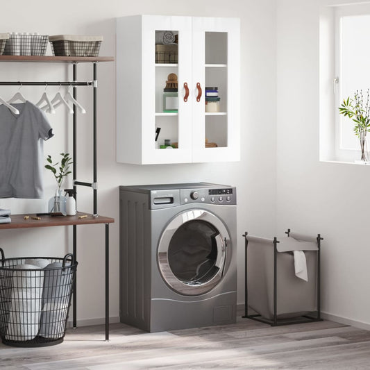 Veggskap Høyglans Hvit 69,5x34x90 cm