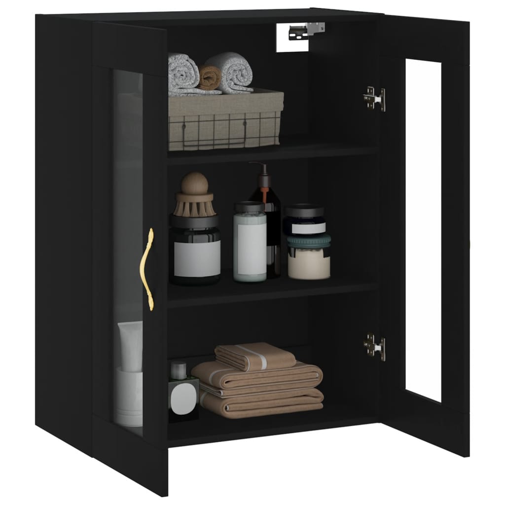 Veggskap Svart 69,5x34x90 cm
