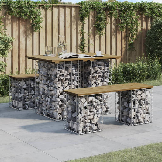 Hagebenk Metall gabiondesign 100x70x72 cm impregnert furu
