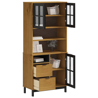 Skap Tre med glassdører FLAM 80x40x180 cm heltre furu