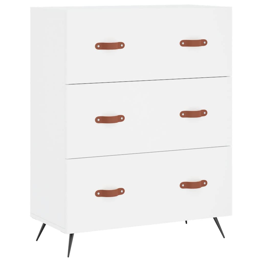 Highboard hvit 69,5x34x180 cm konstruert tre