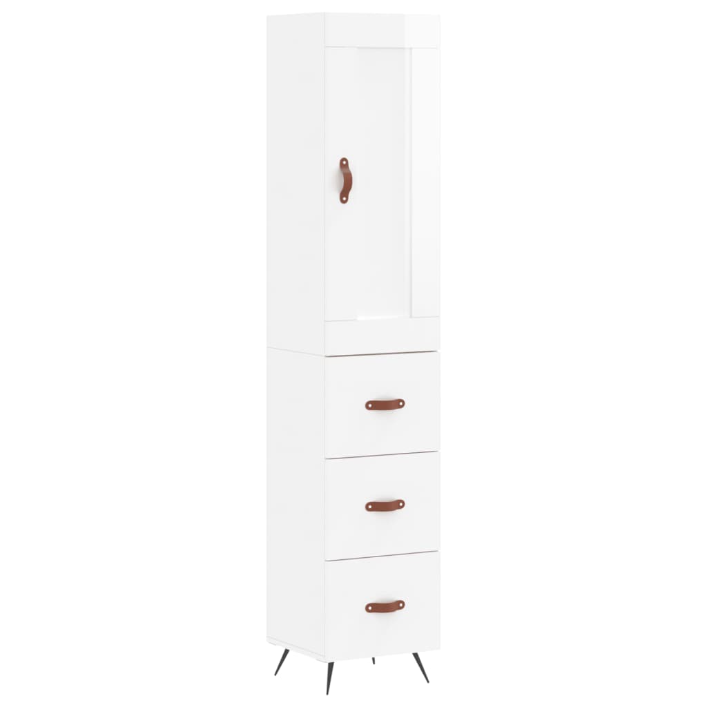 Skap Høyglans Hvit 34,5x34x180 cm