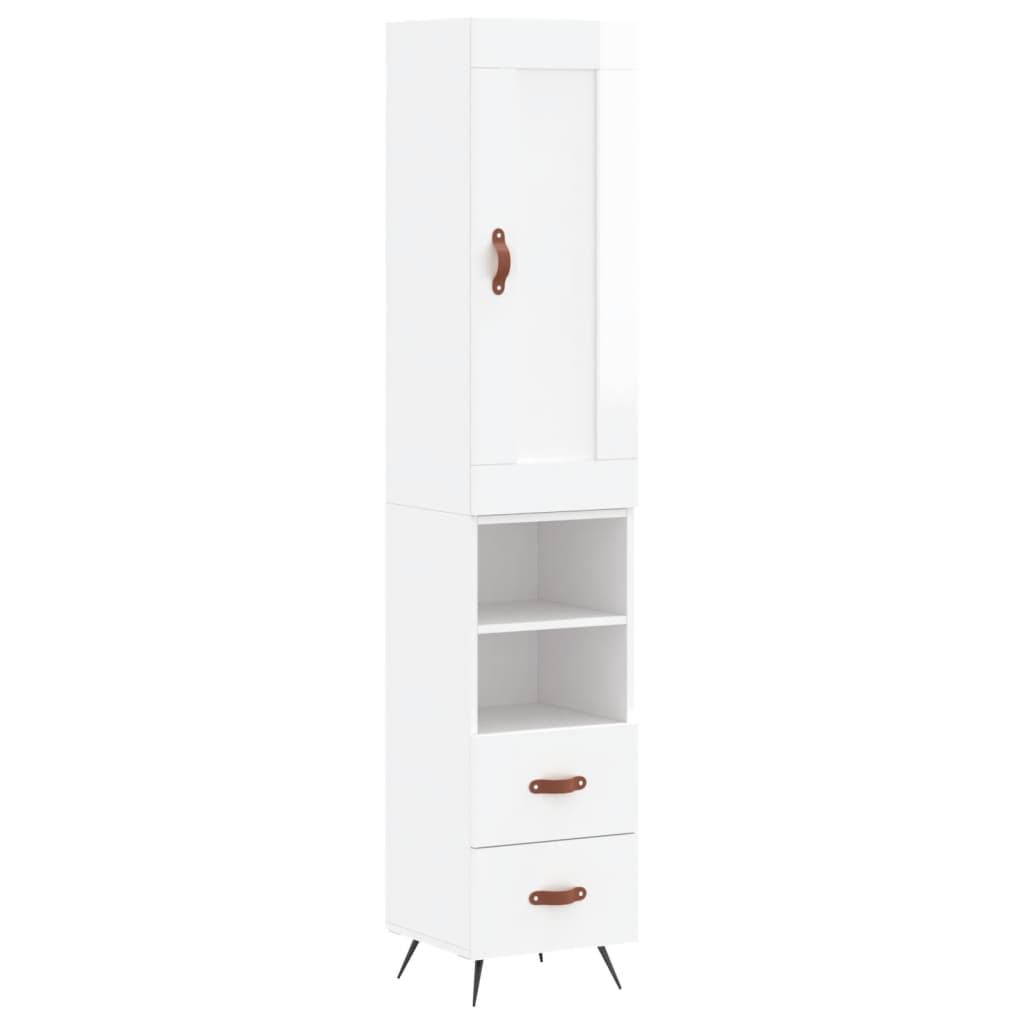 Skap Høyglans Hvit 34,5x34x180 cm