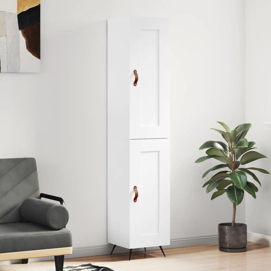 Skap Høyglans Hvit 34,5x34x180 cm