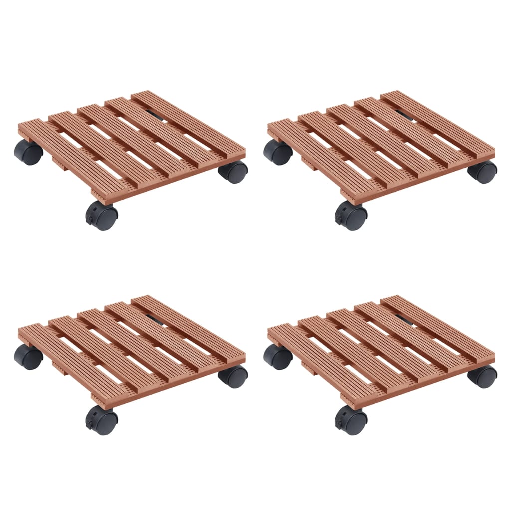 Blomsterpotte Blomsterkrukke Pottetraller 4 stk Brun 30x30x7,5 cm WPC