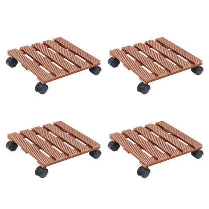 Blomsterpotte Blomsterkrukke Pottetraller 4 stk Brun 30x30x7,5 cm WPC