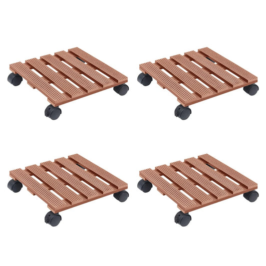 Blomsterpotte Blomsterkrukke Pottetraller 4 stk Brun 30x30x7,5 cm WPC